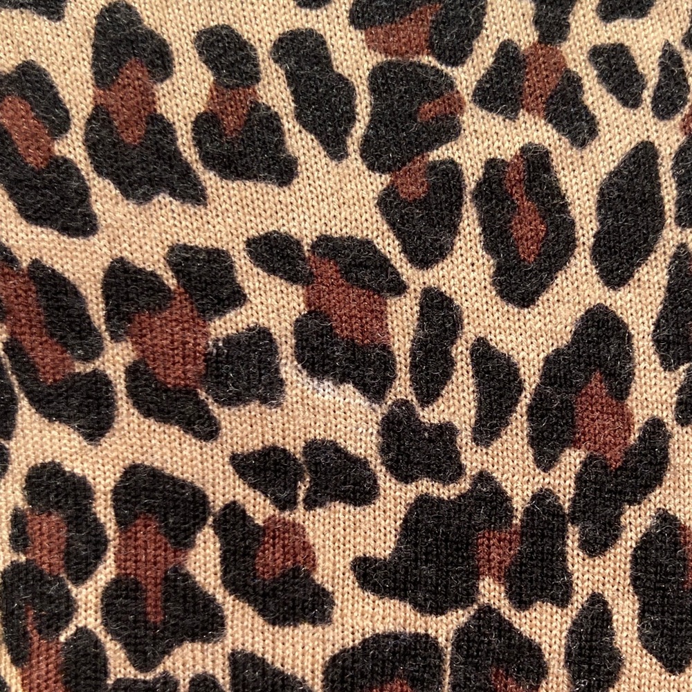 J. Crew 100% merino Leopard Print Long Sleeve Top L - Picture 3 of 14